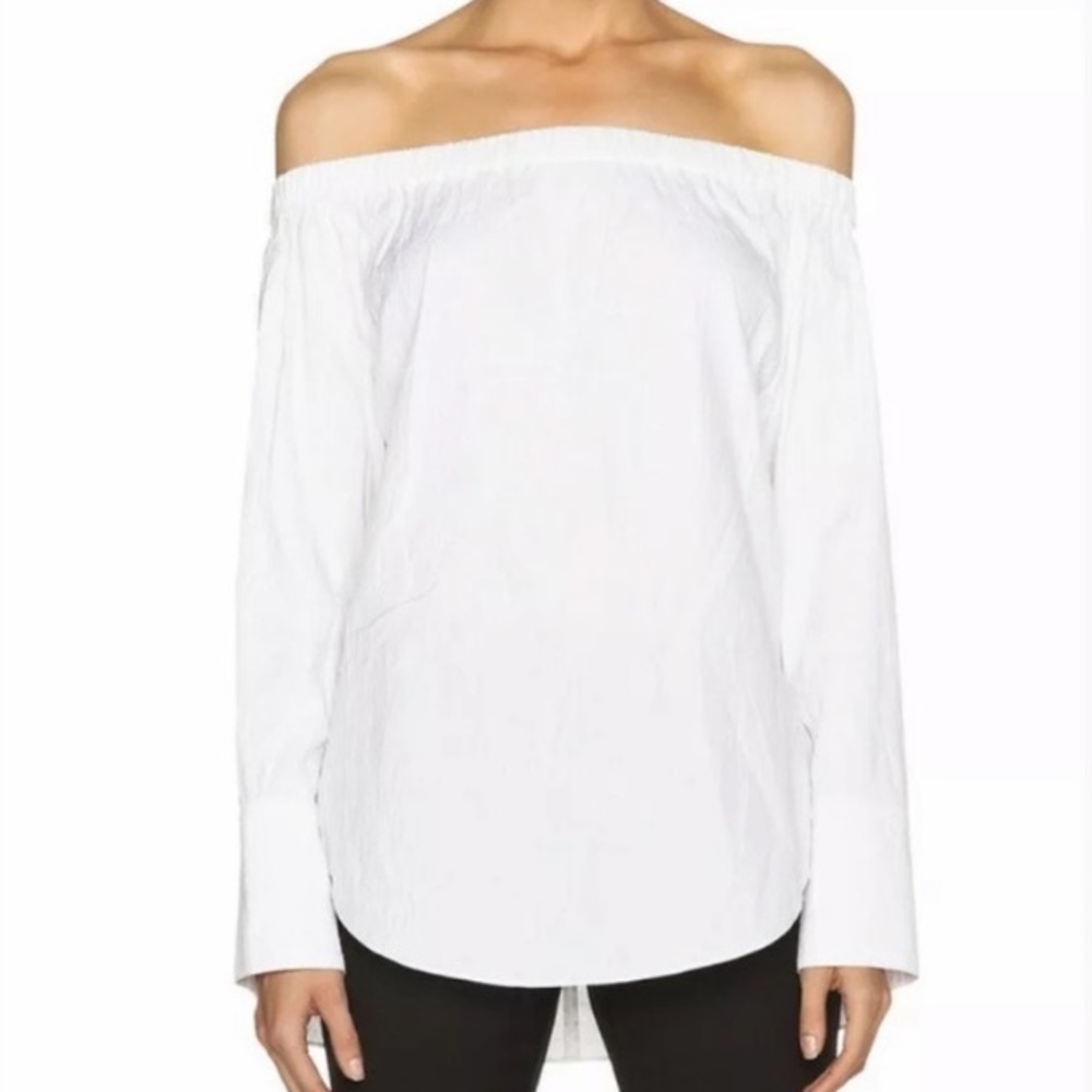 Rag & Bone Greta white crinkle cotton off the shoulder top small